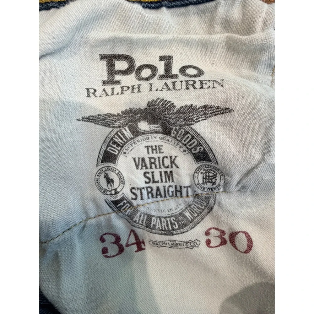 Polo Ralph Lauren Jeans Mens 34x30 Blue Varick Slim Straight Stretch Denim